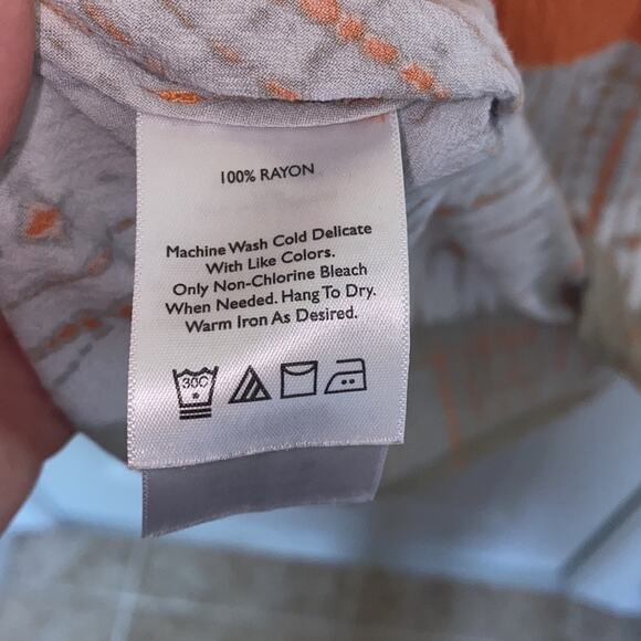 Eddie Bauer Orange Crepe Tank Top w/Batik - Tie Dye Hem Sz M Rayon - Picture 6 of 7